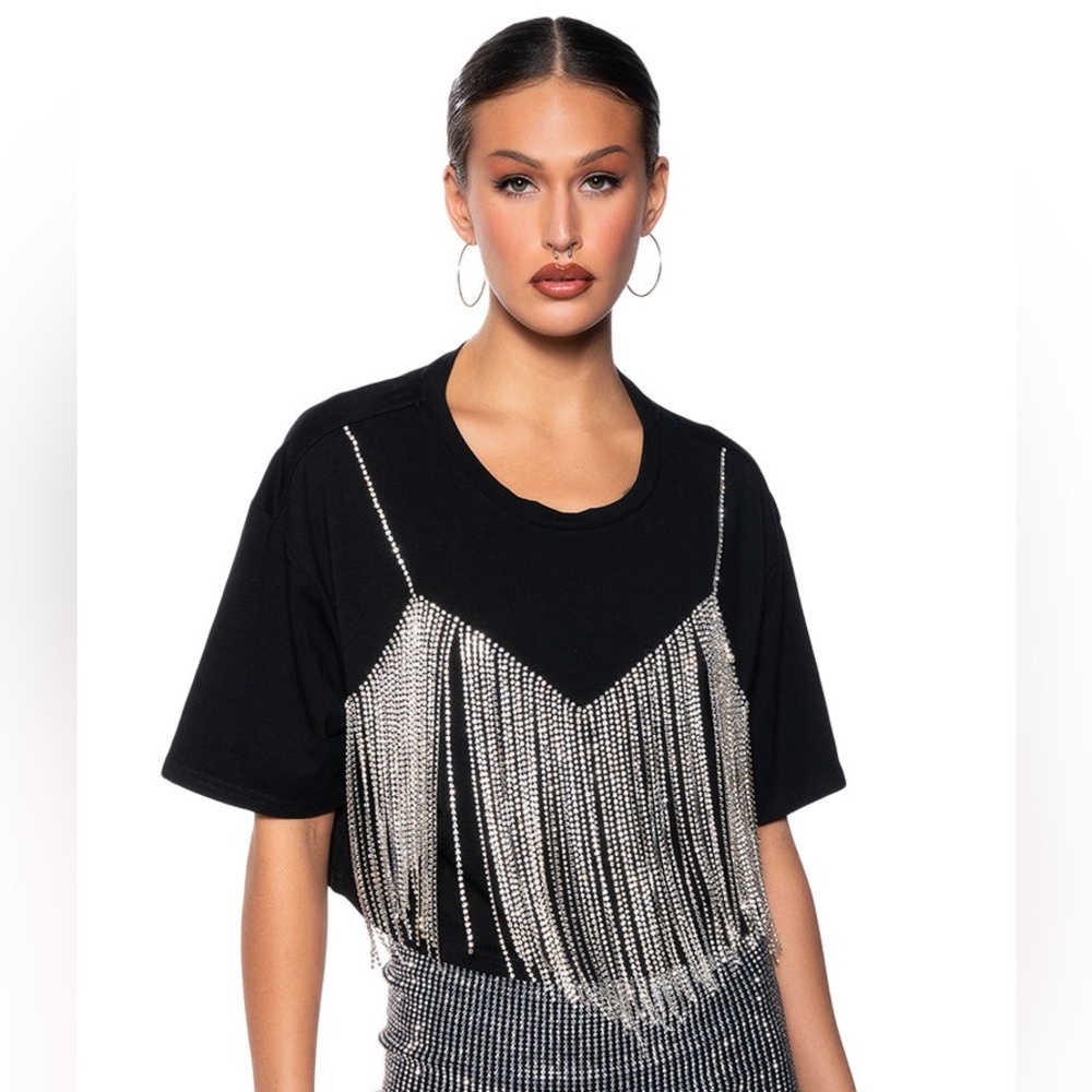 AKIRA Label Chrome Dancer Rhinestone T-Shirt